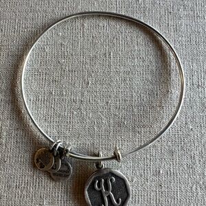 Alex & Ani Silver “K” Charm Bangle Bracelet
